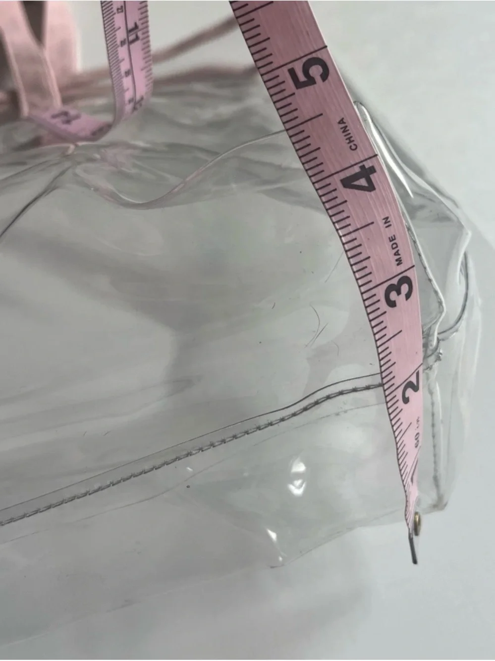 Clear Tote with Light Pink Trim and Handles